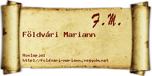 Földvári Mariann névjegykártya