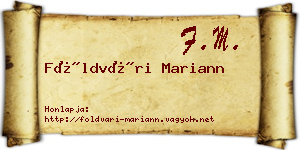 Földvári Mariann névjegykártya