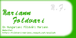 mariann foldvari business card